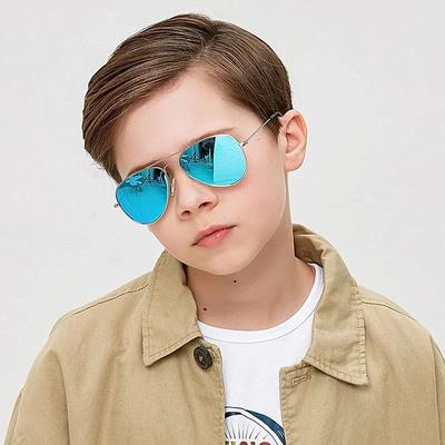 Gafas de Sol Clásicas para Niños Moda Niños Gafas de Sol Estilo Piloto Montura de Metal Niñas Gafas Protectoras para Exteriores Uv400