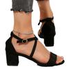 New Fashionable Versatile Women's Thick Heel One-word Buckle High Heels Ish Temperament Sandals Women