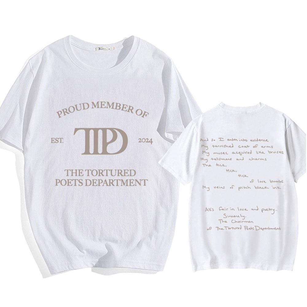 Album The Tortured Poets Department TTPD T-shirts Short Sleeve Cotton Comfortable Tee-shirt Casual Summer Men Women Tshirts Tees