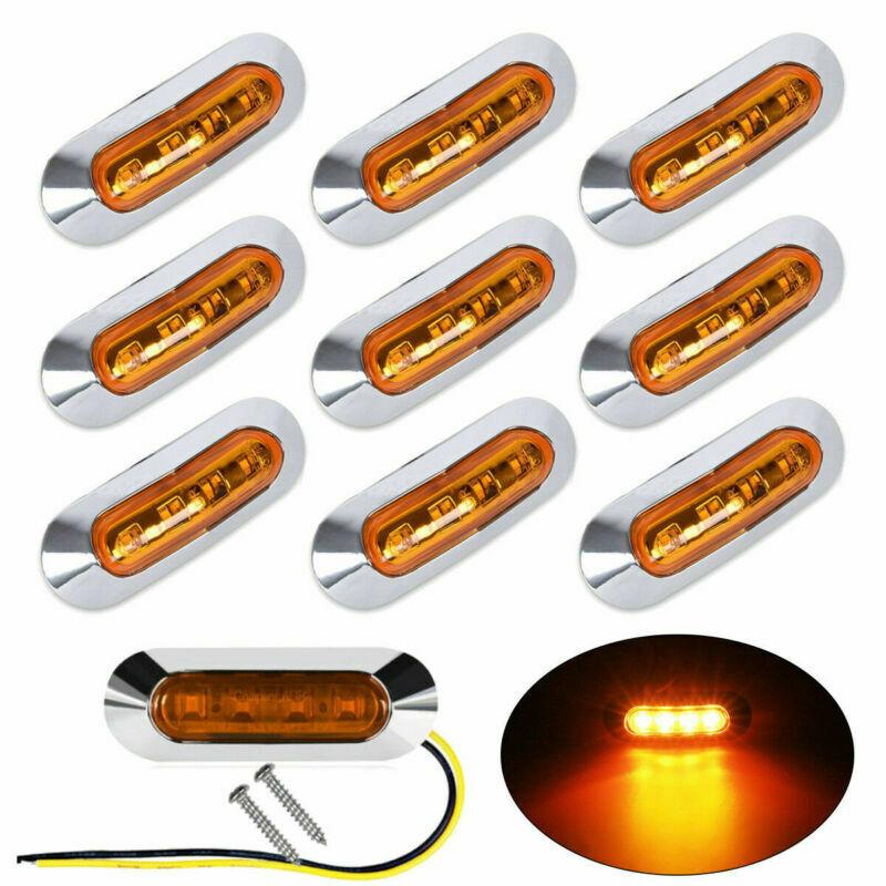 

10PCS Amber 12-24V Car Side Mark Lamp for Lorry Truck Bus Trailer Warning Clearance light Universal 4LED Truck Turn Signal Light
