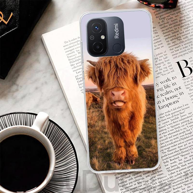 Cute Highland Cow Cover For Xiaomi Redmi 13 13C 14C 12 12C 10 10C 9 9C 9T 9A Phone Case 10A 8A 8 7A 7 6A 6 K80 K70 K60 K20 K40