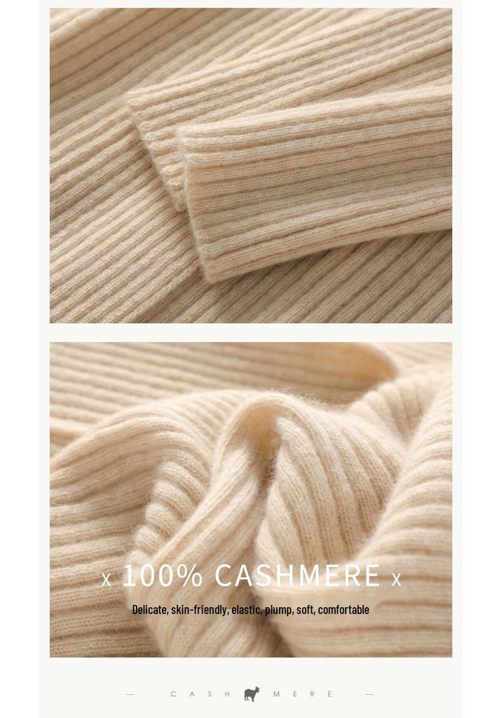 Women's Pure Cashmere V-Neck Cable Knit Sweater - Elegant, Slimming Autumn/Winter Top