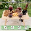 Foldable Bamboo Wine Table with 4 Glass Holder and 1 Bottle Slot Portable Outdoor Picnic Table for Camping Beach Party