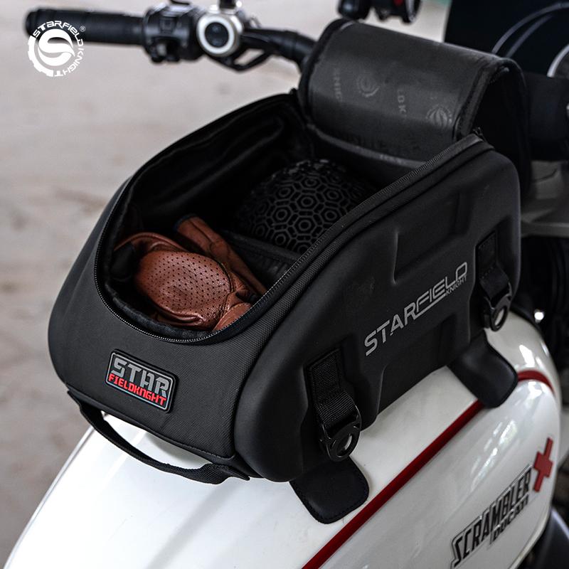 Sfk Large Capacity Motorcycle Tank Package Rear Seat Bag Multifunctional Magnetic Suction Fixation With Waterproof Rain Cover