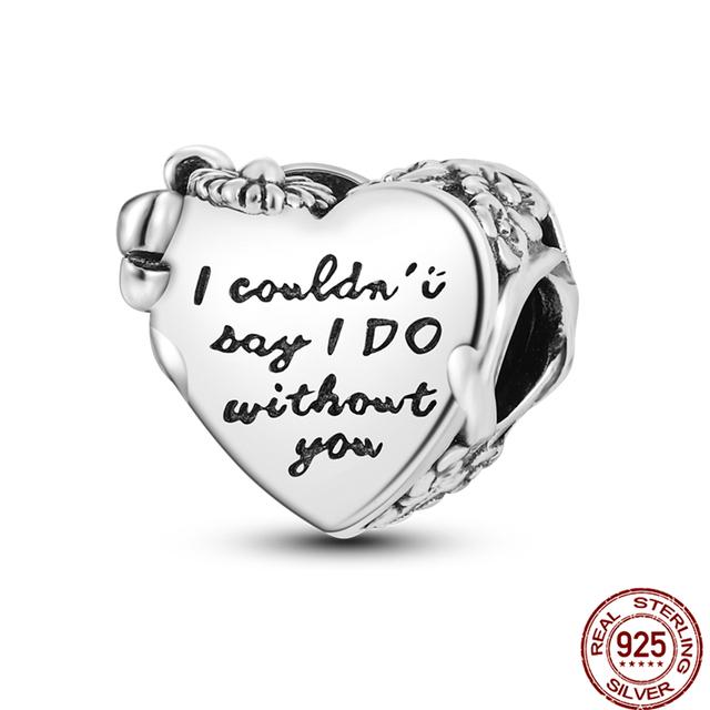 925 Sterling Silver Angel Mom Family Love Heart Series Beads Fit Original Fasion Charms Bracelets Women DIY Jewelry Gift