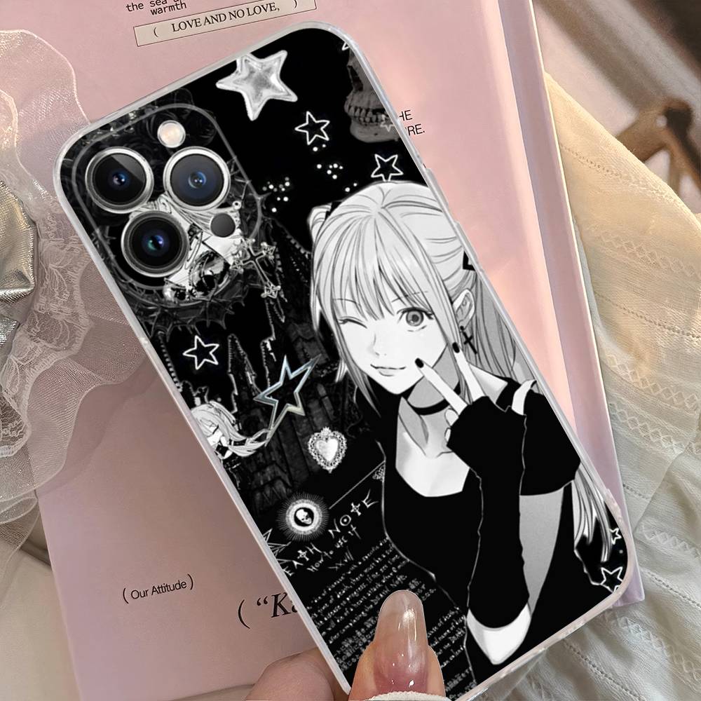 Misa D-Death N-Note Phone Case For iPhone 17 15 14 13 11 12 16 Pro Max Plus Mini Transparent Silicone Soft Funda