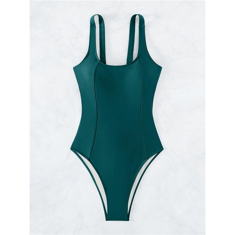 Nuovo costume da bagno intero slim conservativo tinta unita bikini da spiaggia vuoto schiena bellissima intero