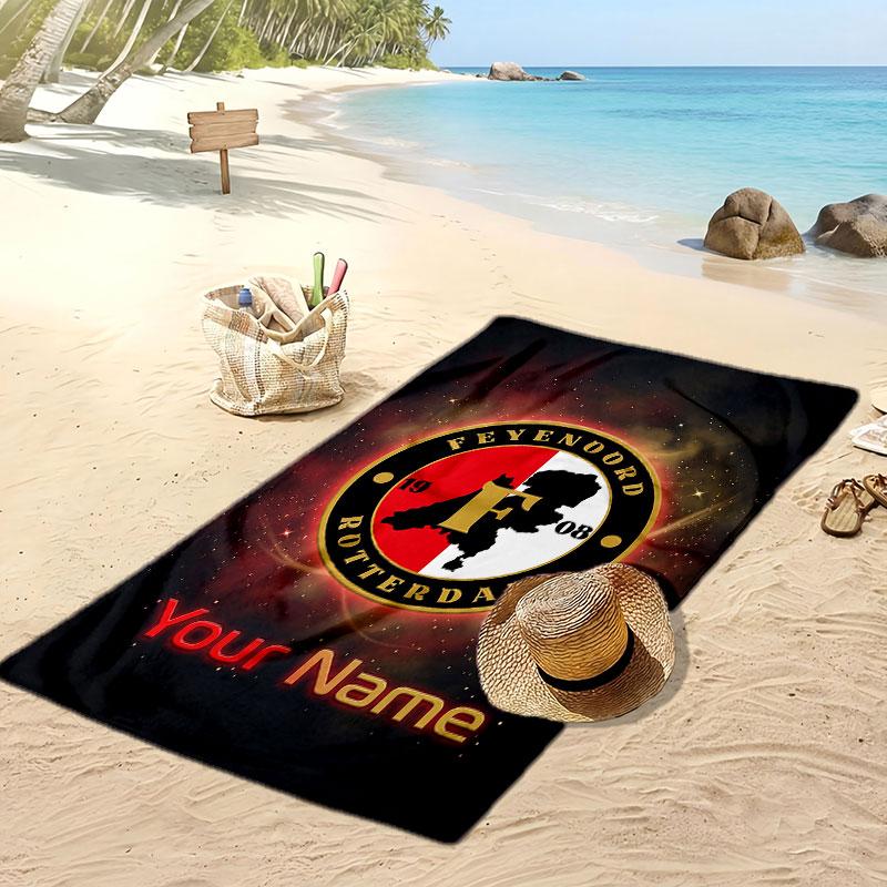 Asciugamano da Spiaggia Personalizzato Feyenoord Stampa Logo Calcio Supporto Nome Personalizzato Testo Asciugamano Assorbente Per Sport Viaggio Regalo Speciale