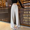 Women's High-Waisted White Chenille Corduroy Wide-Leg Pants - Spring/Summer Casual Trousers