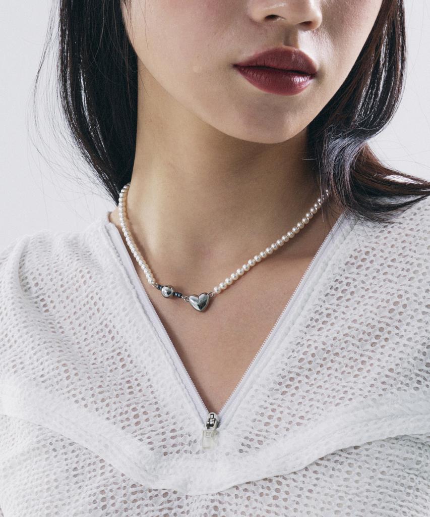 Sentiments No.435 [Silver] Heart Pearl Necklace