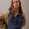 Calvin Klein Relaxed Casual Commuter Loose Fit Sleeveless Shirt Women tops Denim-Blue 47B098G