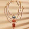 Cute Colorful Enamel Crab Lobster Ocean Animal Pendant White Rope Chain Necklace for Men Women Ocean Style Vacation Jewelry Gift