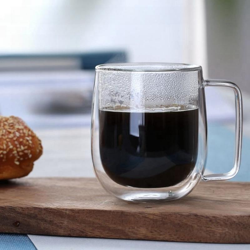 150/250/350ML Žáruvzdorný Skleněný Kávový Hrnek s Dvojitou Stěnou a Uchem Cappuccino Latte Snídaňový Čaj Mléko Voda Průhledné Hrnky Dárek