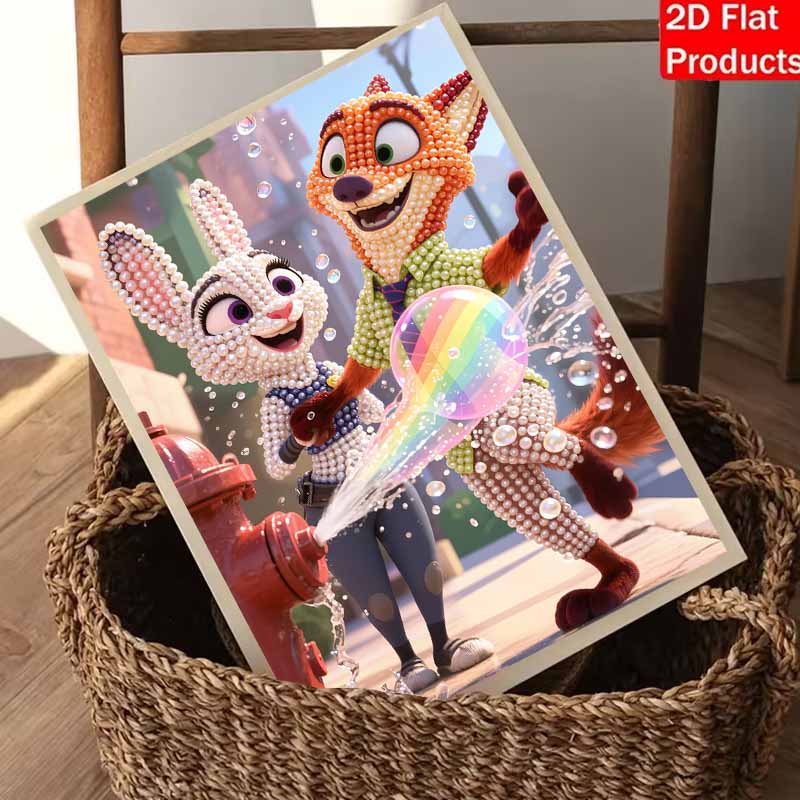 Disney Pearl Art DIY Judy Nick Creative Pearl Style Illustrations | Pearl Gemstone Art for Home Wall Decor Crafts