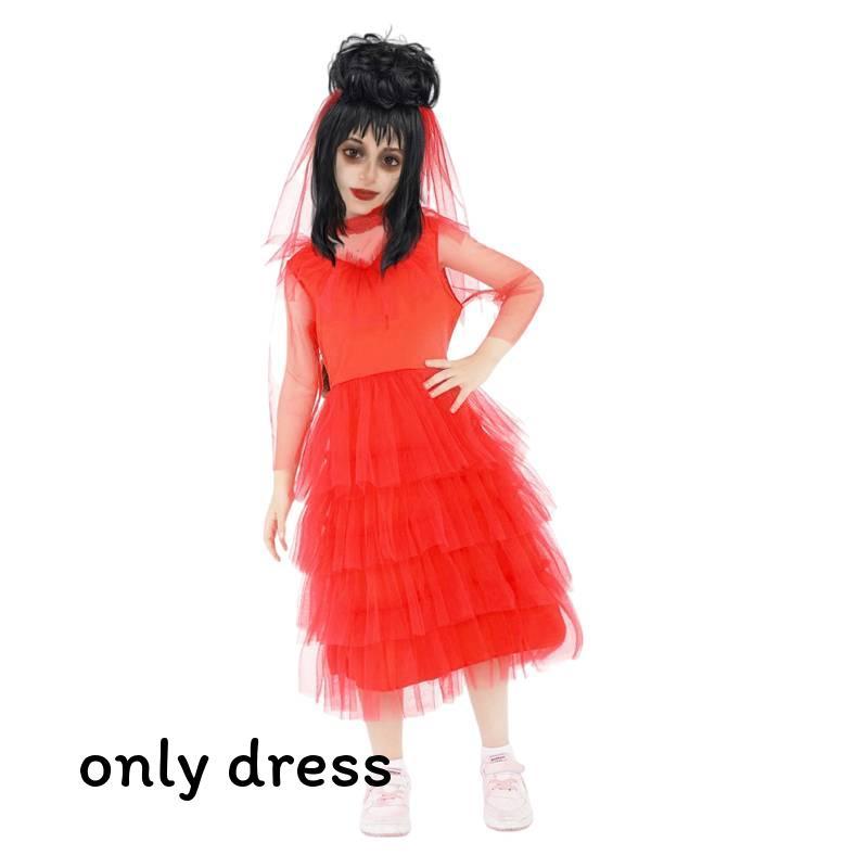 Unterwelt-Meister Beetlejuice Lydia Halloween Kostüm Mit Gestreiftem Polyester Für Kinder Und Erwachsene