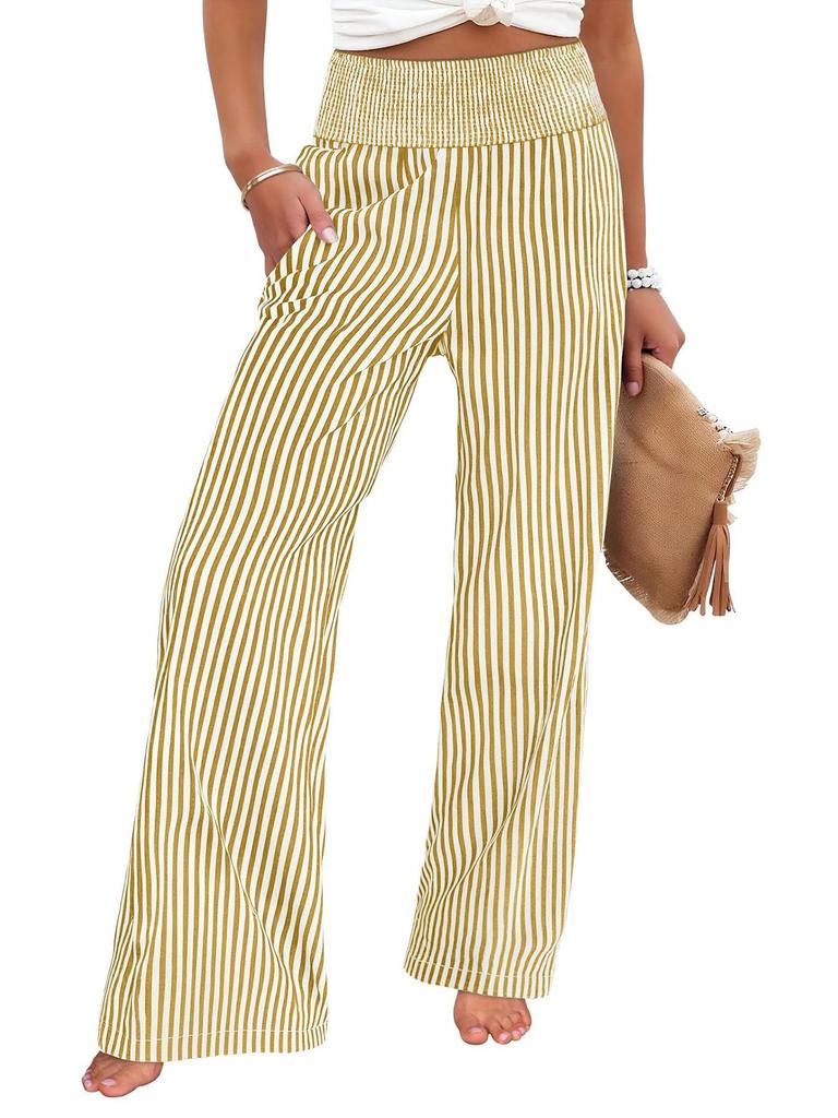 2026 European & American Women's Striped High-Waist Loose Fit Straight-Leg Trousers