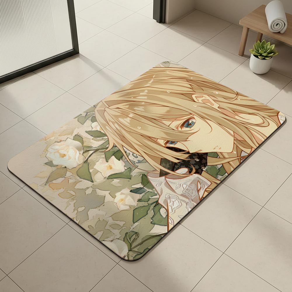 Anime V-Violet E-Evergarden Floor Mat Diatomite Bath Mat, Quick Dry, Absorbent, Multi-Scene Mat