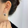 Retro Water Drop Black Glass Diamond Love Ear Hook Earrings for Women with Niche Design and Unique Personality