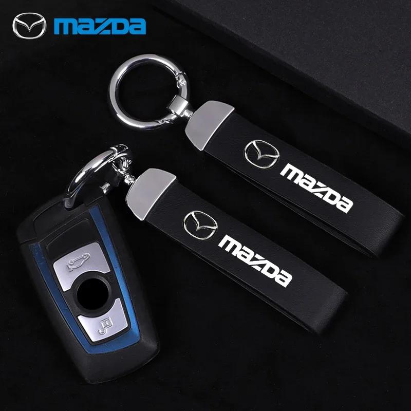 3D Metal/Leather Car Keychain for Mazda 3 6 CX5 2 CX3 CX9 MX5 RX8 Axela Demio Atenza MS GJI GH BK Key Chain Rings Accessories