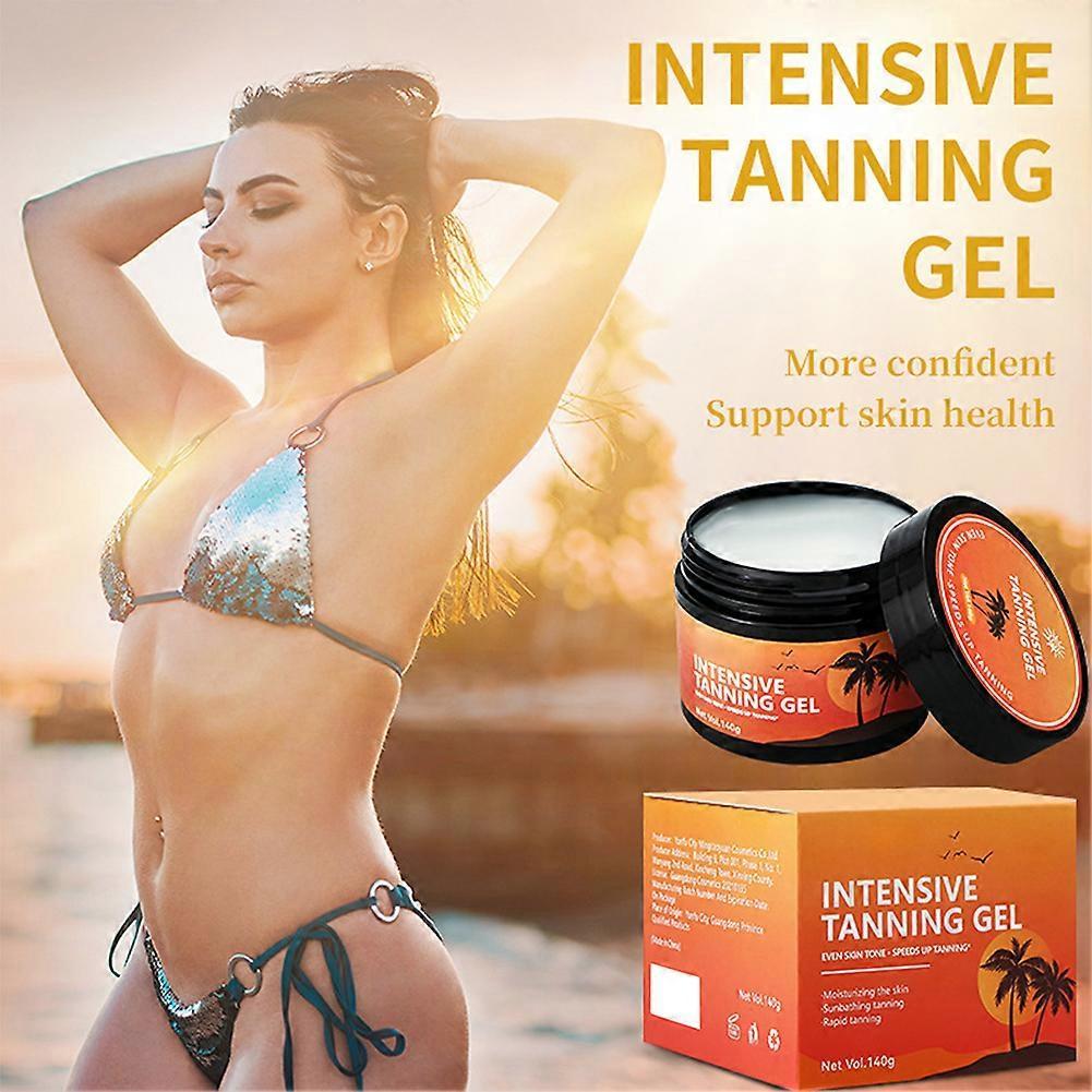 Intensive Tanning Gel, Fast-Acting Self Tanner for Face & Body, Even Skin Tone & Speeds Up Tanning