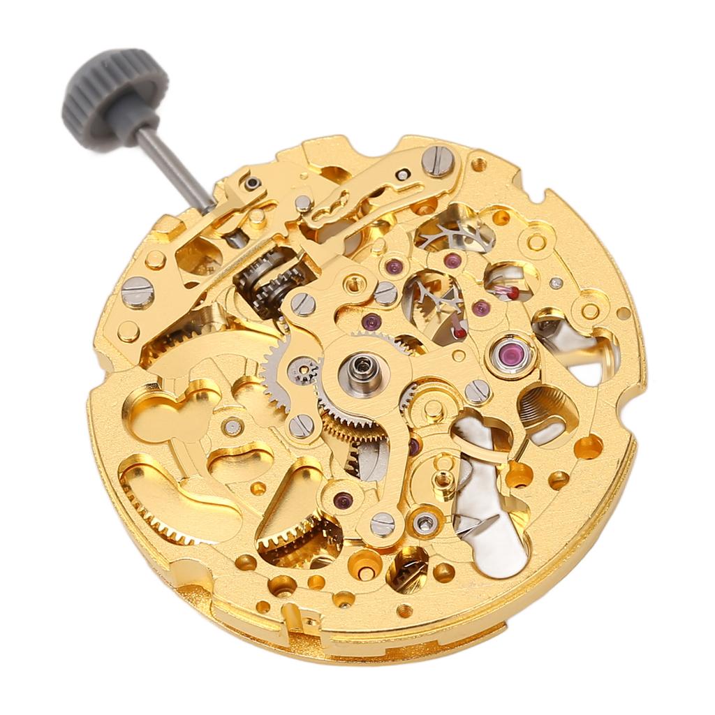 8N24 Watch Movement Golden Alloy Automatic Hollow Out Watch Replacement Movement Part