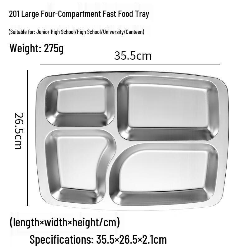 HANDUNYOU 304 Stainless Steel Divided Fast Food Tray
