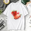 New Kawaii Fruits Strawberry Print Women Tshirt Tops Casual Female Short-sleeved Streetwear Black Round Neck Summer T-shirts