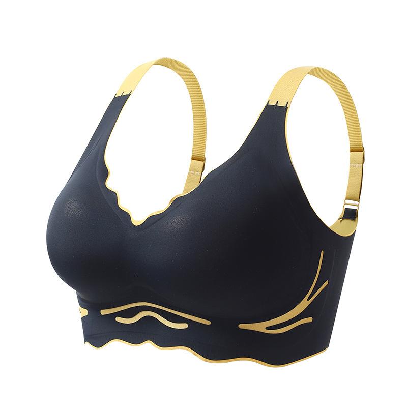 

Жіночий тонкий бюстгальтер Traceless beauty vest типу спортивної нижньої білизни, бюстгальтер для підтримки грудей, бюстгальтер зі збором і протиранням великого розміру 110B чорний