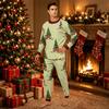 Parent-Child Matching Christmas Print Long Sleeve Neck Loungewear Set with Long Pants