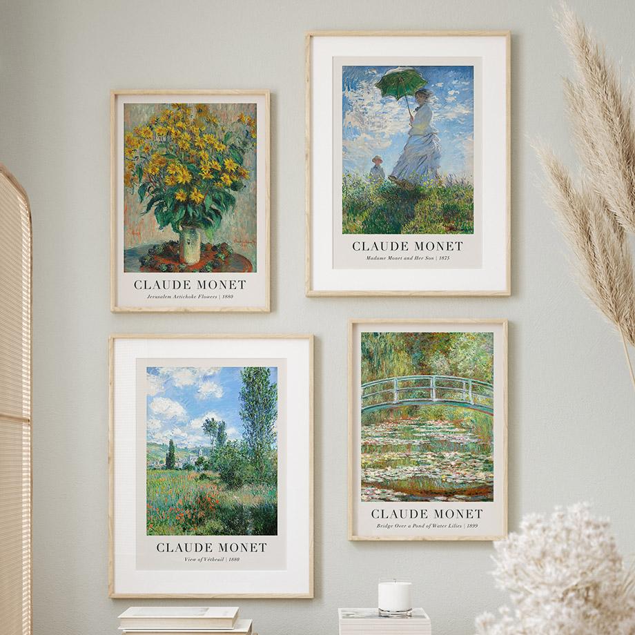 Classico Scandinavo Claude Monet Arte Astratta HD Poster Stampe Arte Murale Vintage Pittura su Tela Decorazione Casa Camera da Letto Soggiorno