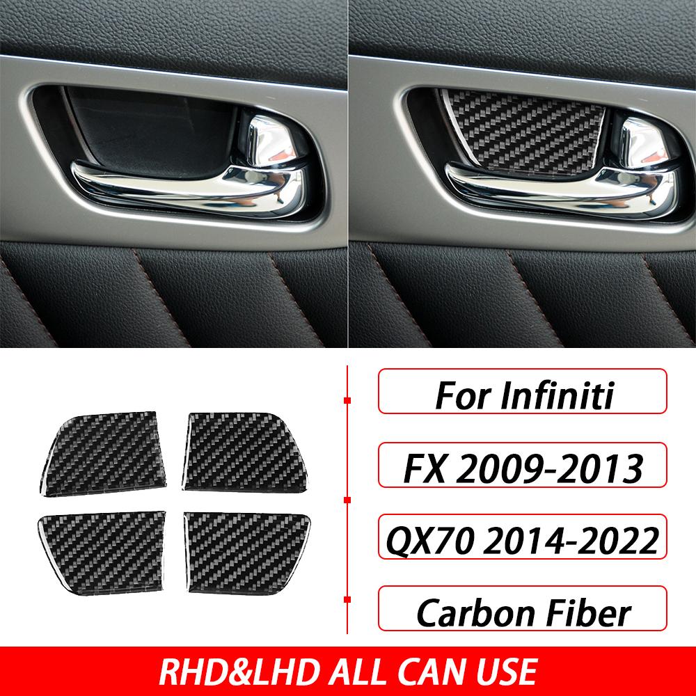 

For Infiniti FX 2009-2013 QX70 2014- Carbon Fiber Inner Door Bowl Panel Decorative Cover Car Intrior Accessories Sticker Black Carbon Fiber