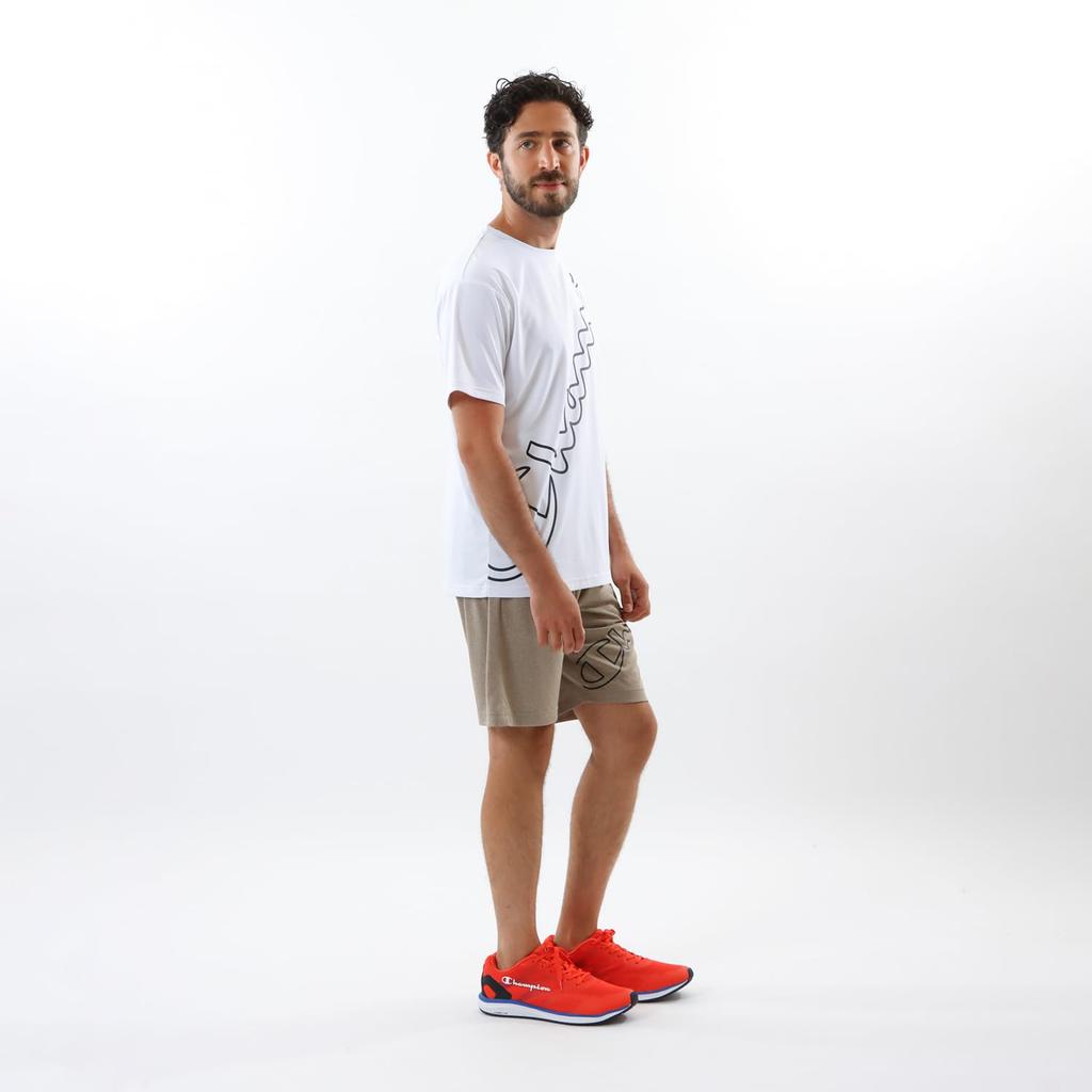 Champion Koszulka męska z krótkim rękawem, okrągły dekolt, z grafiką, logo, antybakteryjna, odporna, szybkoschnąca, ochrona UV, Biała, C3-ZS307