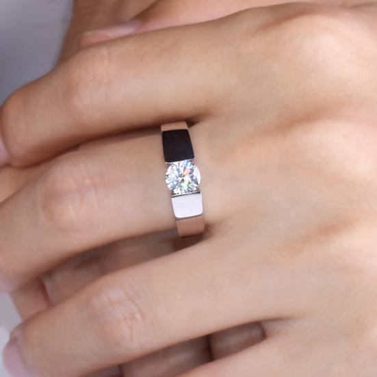 Inel de deget unisex rotund cu zirconiu cu incrustație Cadou de bijuterii de logodnă de nuntă