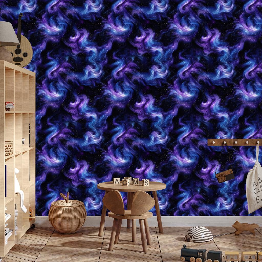 Navy Blue and Watercolor Galaxy Wallpaper, Fine Detail 50x1000