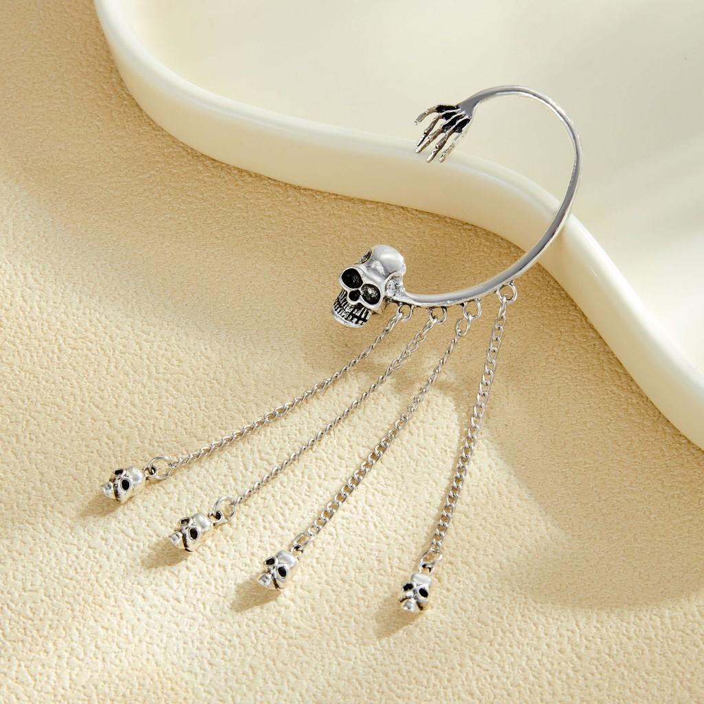 Gothic Unique Skull Head Earrings With Exquisite Long Tassels For Men And Womens Fashion