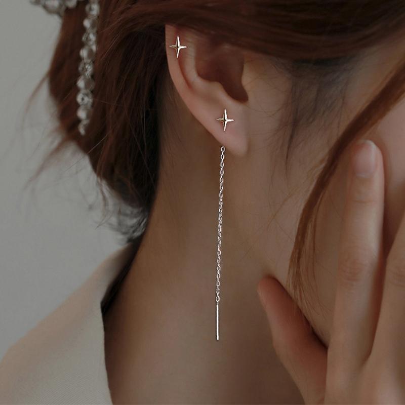 Orecchini a pendente lunghi per donna, colore oro, cristallo di zircone, infila-orecchini, accessori per orecchie, gioielli