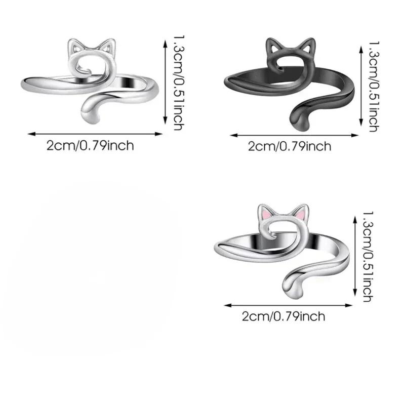 1PC Geometric Cat Ring Knitted Yarn Top Needle Crochet Hook Adjustable Knitted Crochet Hook Thread Loop Sewing Supplies