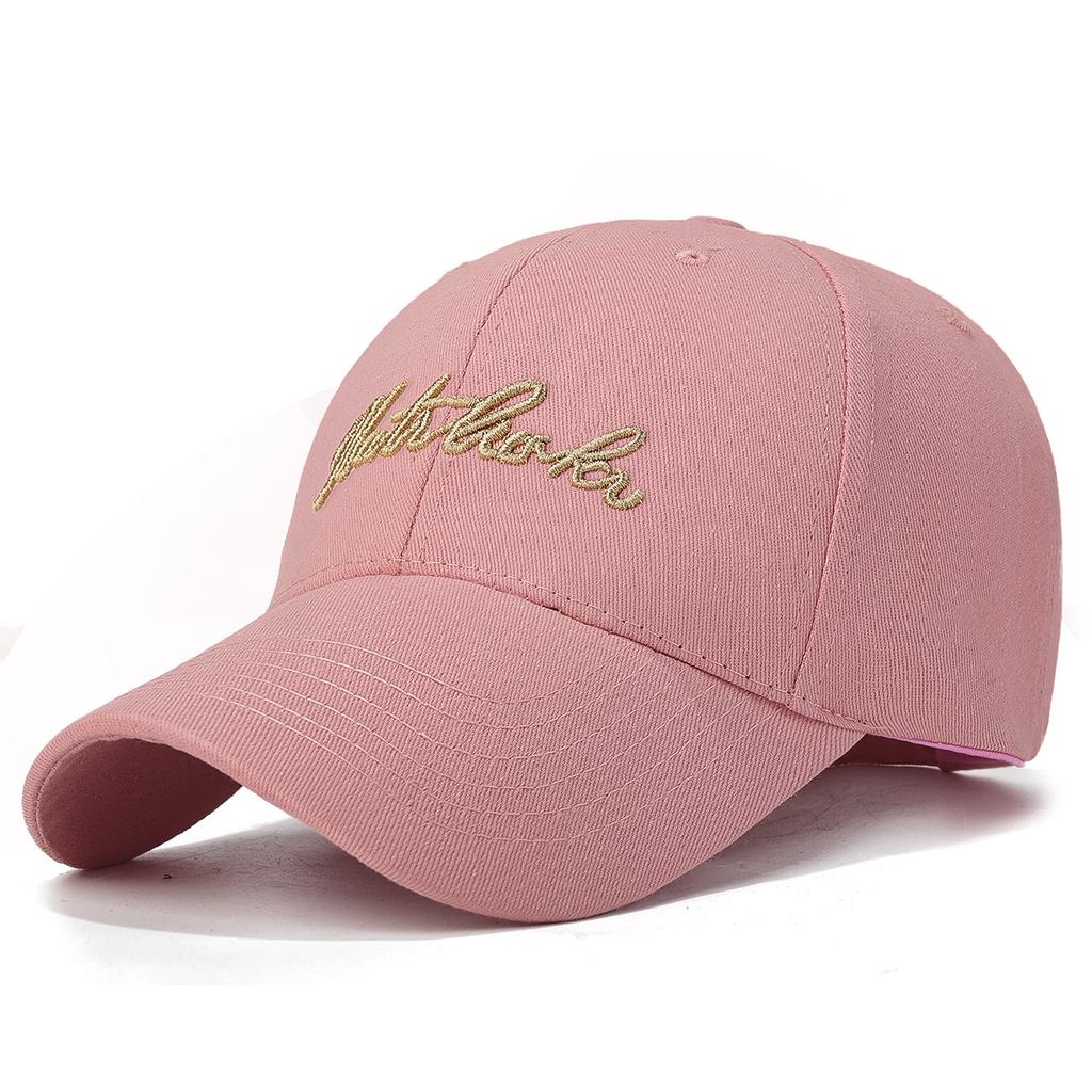 Korean-Style Retro Four-Season Washed Cotton Baseball Cap With Letter Embroidery, Unisex Hard-Top Simple Casual Dad Hat