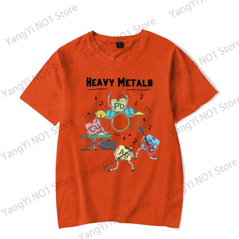 Heavy Metals Rock Chemistry T-Shirt Men Women O-Neck Oversized Streetwear Vintage Harajuku Unisex Tees