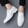 2025 Men's White Leather Height Increasing Formal Shoes - Casual Business Pointed Toe Fashion