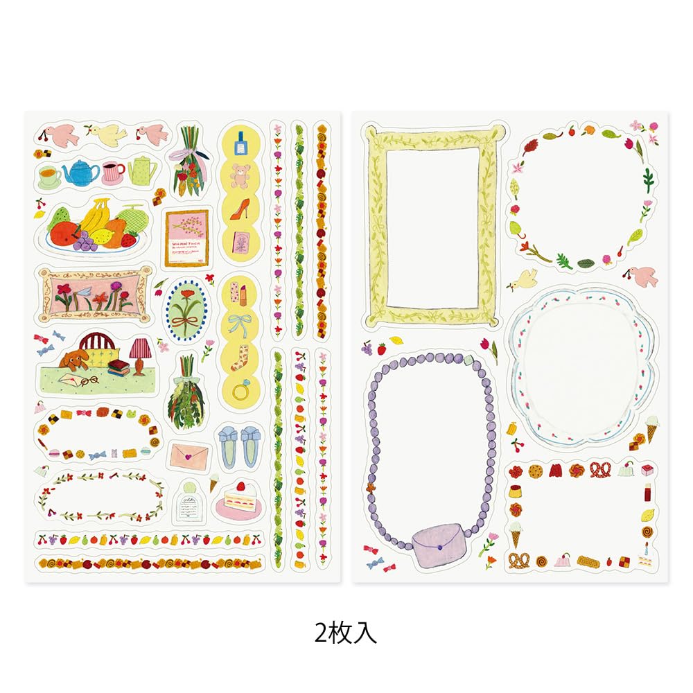 Midori Log My 2 82675006 Stickers, "Yuru Life" Design, Sheets,