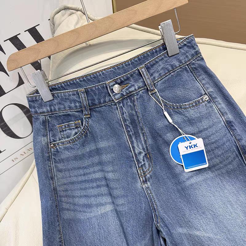 Stylish Women's Retro Blue Straight-Leg Jeans 2026: High-End, Loose Draped Fit