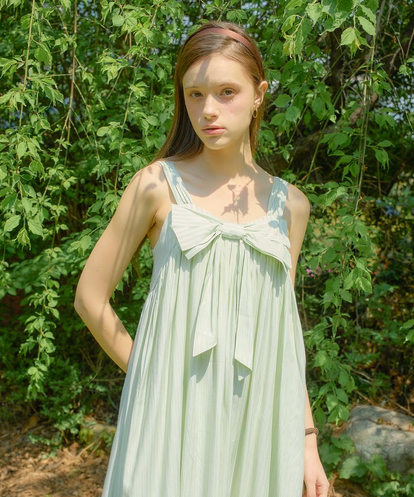 Salon De Yon Ribbon Point Sleeveless Long Dress_ Green