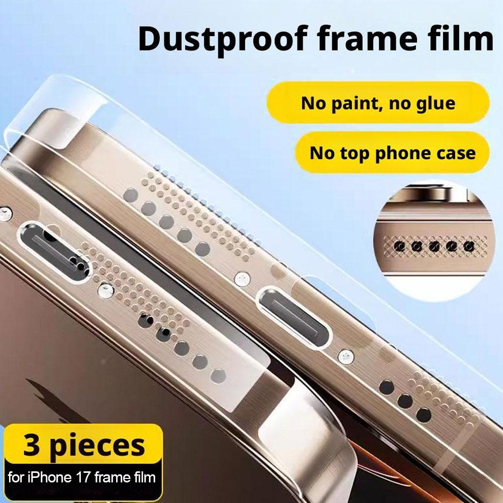 1Set Side Frame Hydrogel Film For iPhone 17 Pro Max Frame Phone Border Film for iPhone17pro Anti-scratch Sticker
