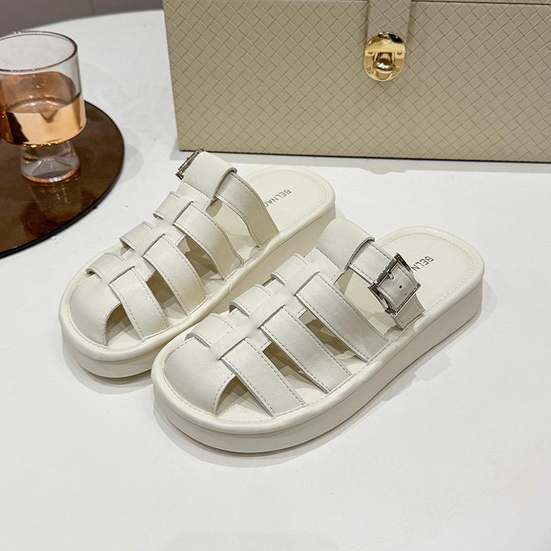 

Баотоу полутапочки женские лето 2025 новинка корейская версия на плоской подошве с пряжкой для улицы повседневные крутые тапочки пляжные крутые тапочки 40