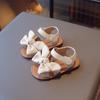 Toddler Girls' Bow Princess Sandals - Summer 2025 Korean Style Soft Sole Beach Shoes