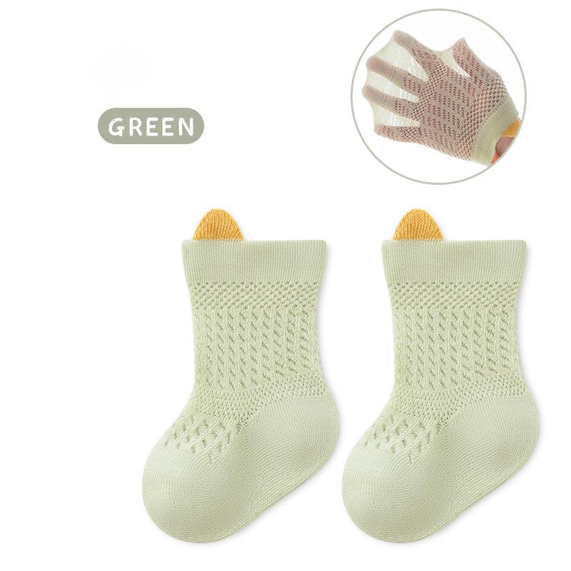 Seamless Mesh Baby Socks Thin Breathable Cotton Newborn Socks Cute Solid Color Ear Toddler Socks