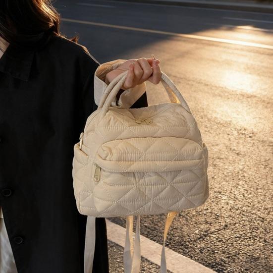 Women Quilted Sling Backpack Convertible Shoulder Bag Crossbody Purse with Handles Handbag for Travel Work Daily Errands
