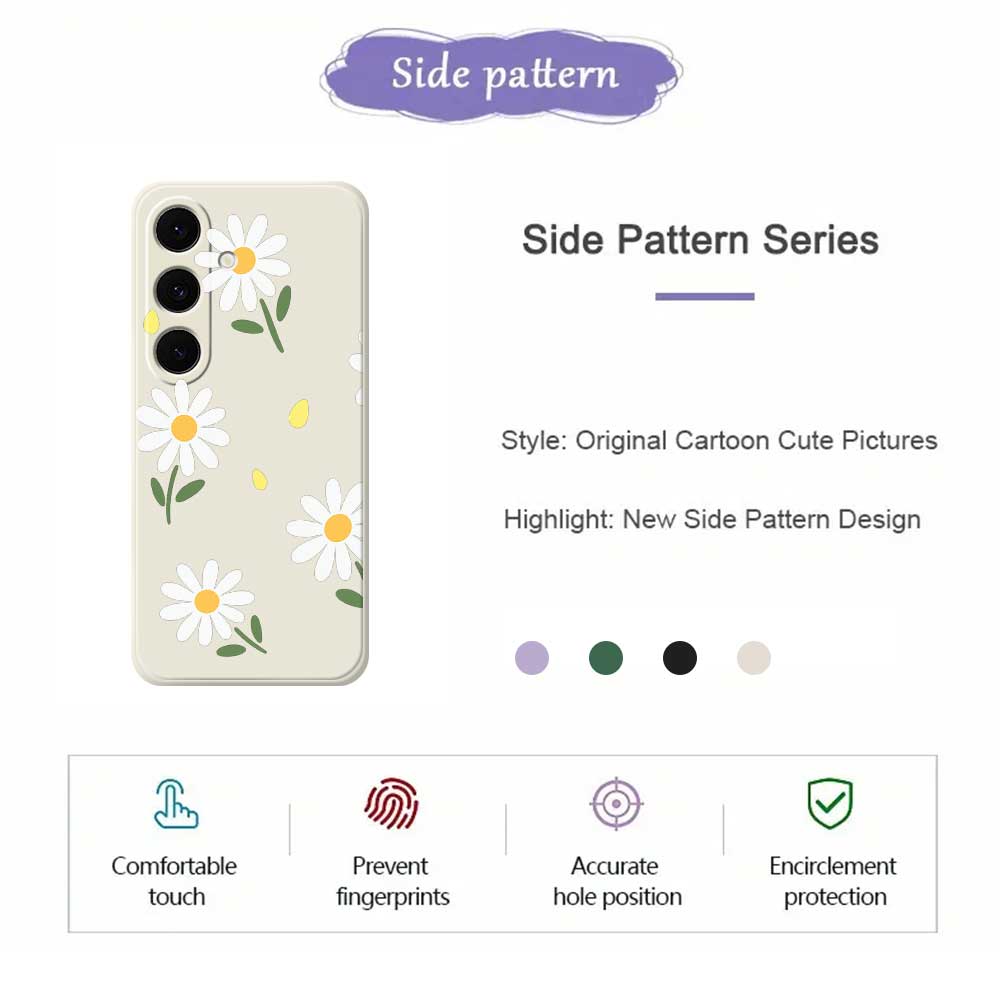 For Samsung Galaxy S25 FE Case Daisy Pattern Printing Straight Edge TPU Phone Back Cover