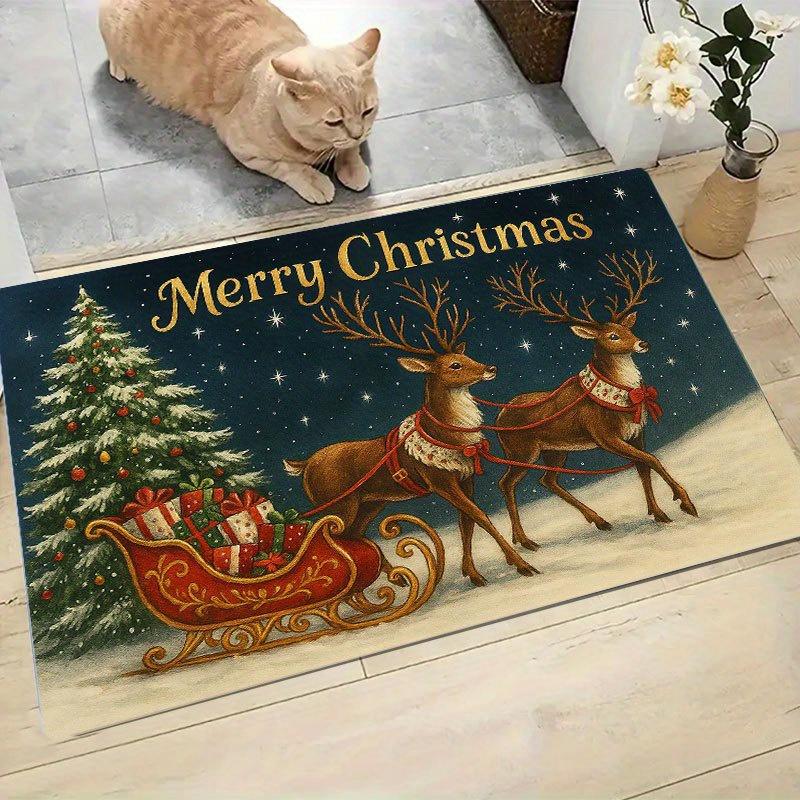 1Pcs Anti Fatigue Kitchen Rugs Christmas Snowy Trees Print Waterproof Non-Slip Thick Cushioned Kitchen Mat Heavy Duty Comfort Standing Mat for Kitchen